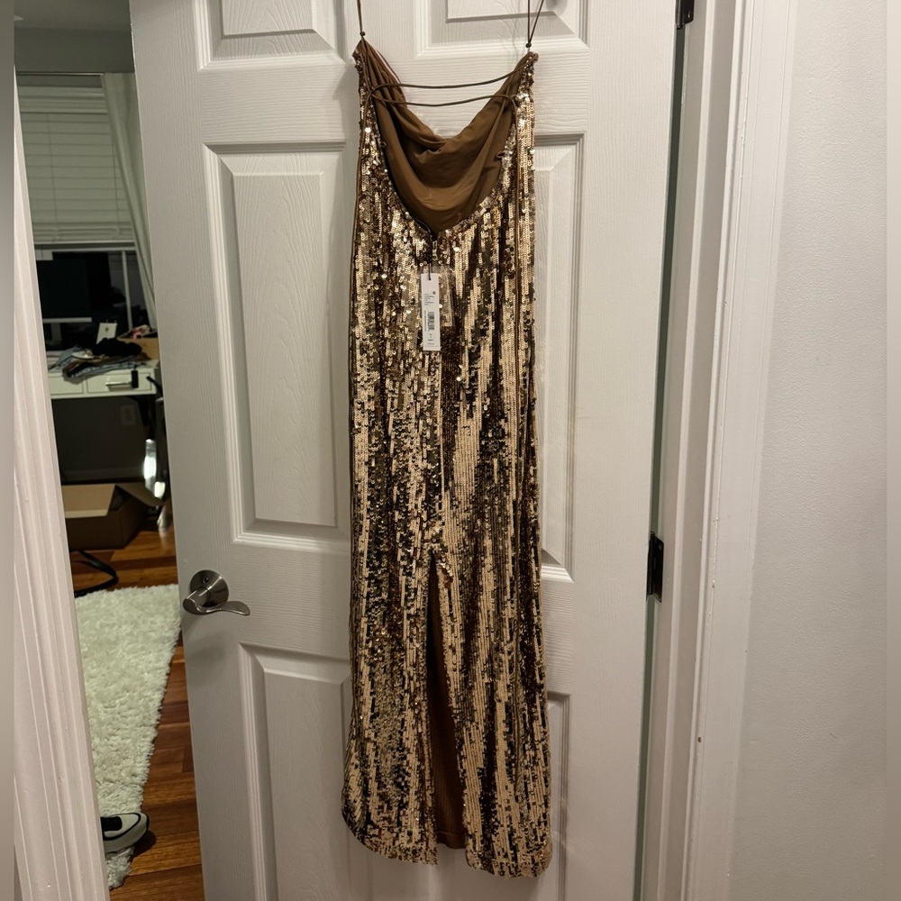 Alice + Olivia Strapless FiFi Gold Sequin Dress - Picture 7 of 11